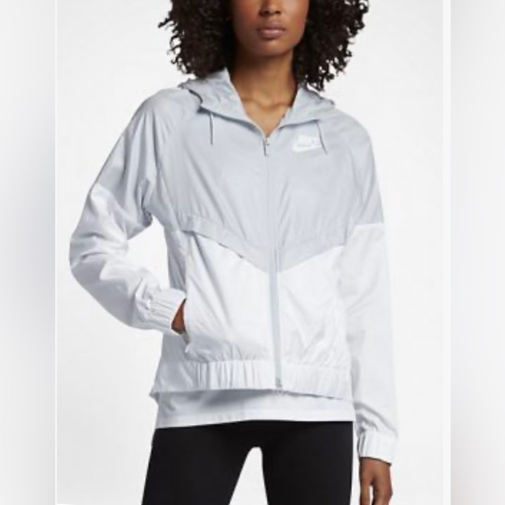 Nike Women's Sz. L White & Grey Visit Front Zip Hooded Lightweight...